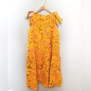 Vintage BJ Fashions Hawaii Barkcloth Dress Psychedelic A-Line Shift Hawaiian